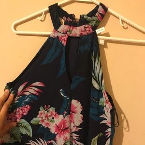 Navy Blue Floral Blouse